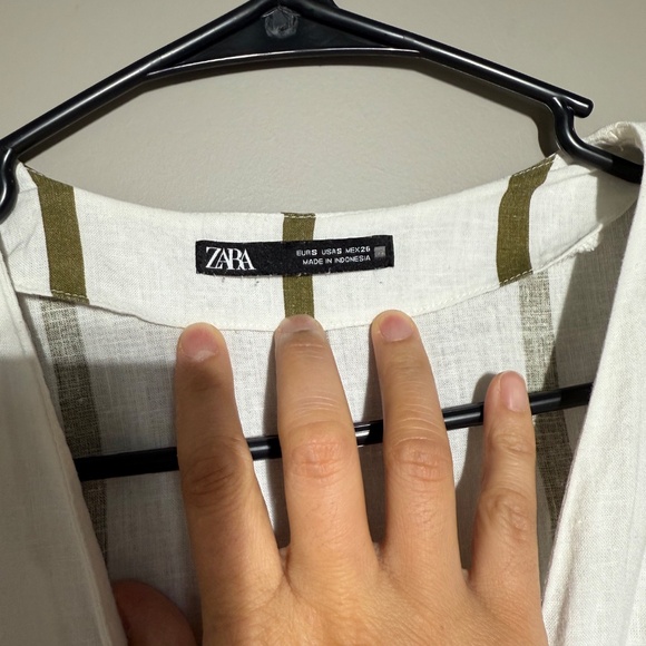 ZARA Linen Blend Striped Button Front Blouse | Oversized Fit | Size S - Picture 3 of 3
